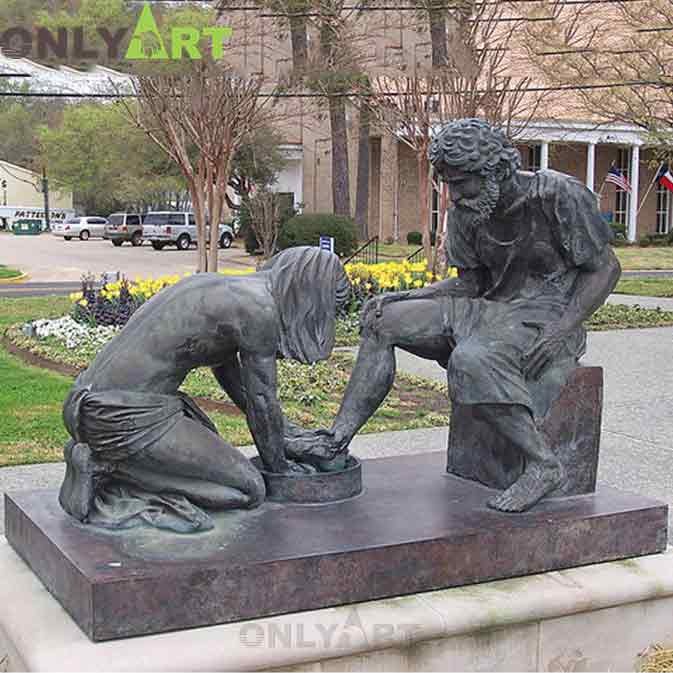 Jesus Washing Feet Sculpture Outdoor Garden Park