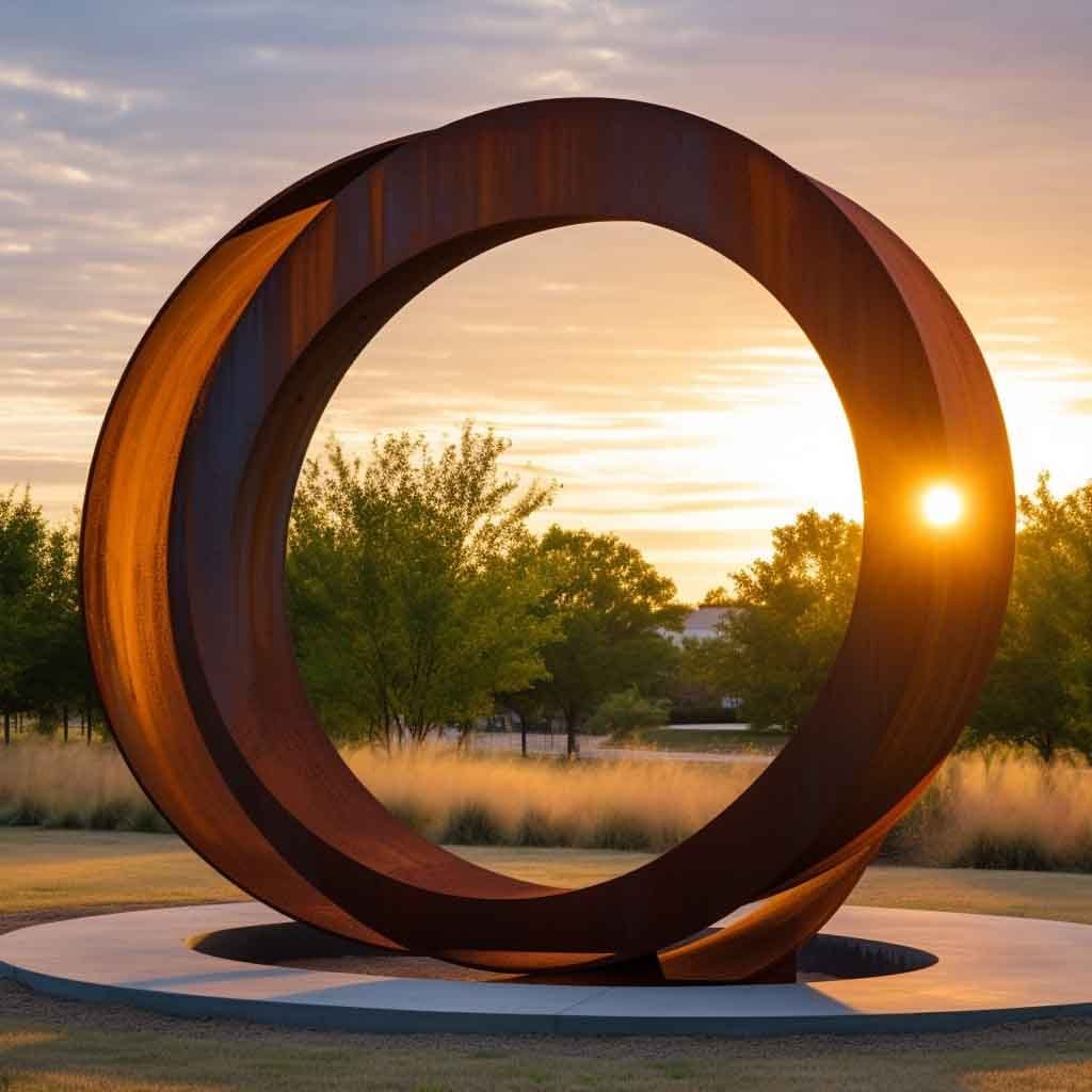 Corten Steel Garden Rings Sculpture OAS-SGR3 - salestatue