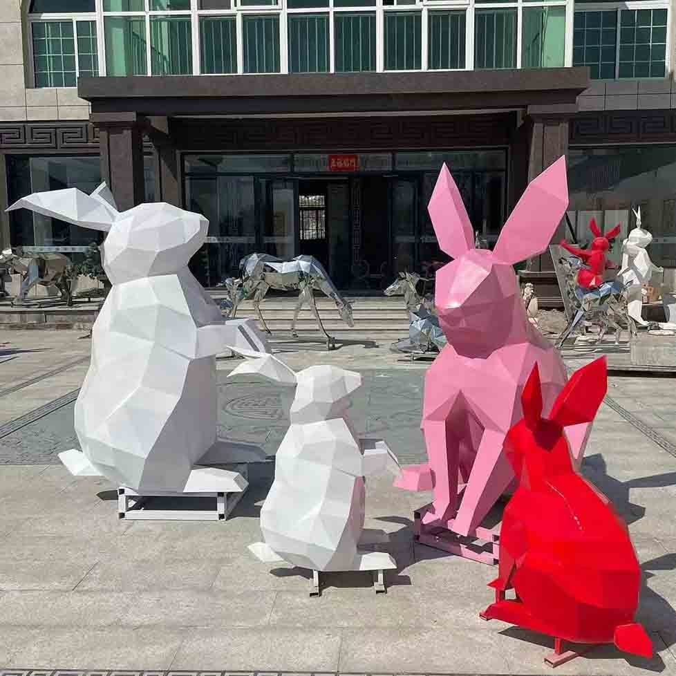 Metal/rock Rabbit Metal Rabbit Garden Sculpture For Sale - salestatue
